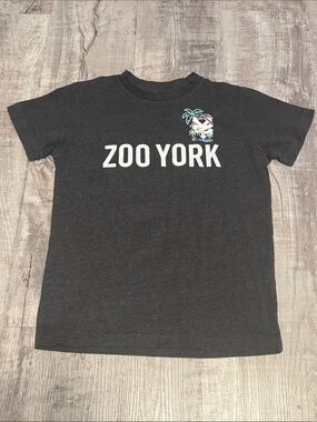 Youth Zoo York Dark Grey/Charcoal Tee with White Logo and Tropical Accent